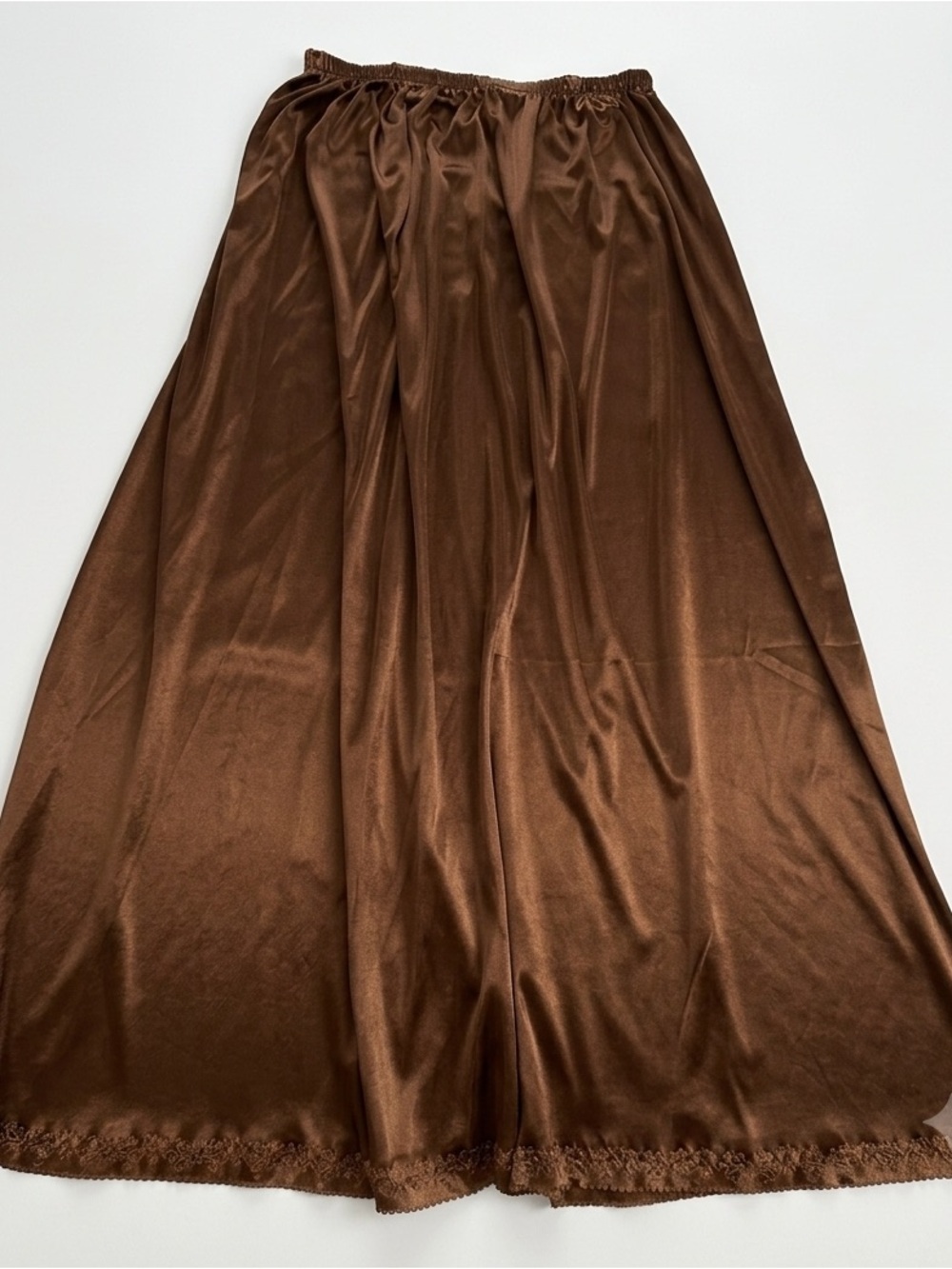 Satin-Look Copper Brown Maxi Skirt